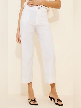 Maeve by Anthropologie The Colette Crop Wide Leg Pants in White Size 28 Tall